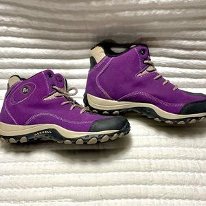 Merrell purple mid rise hiking boots, Size 5